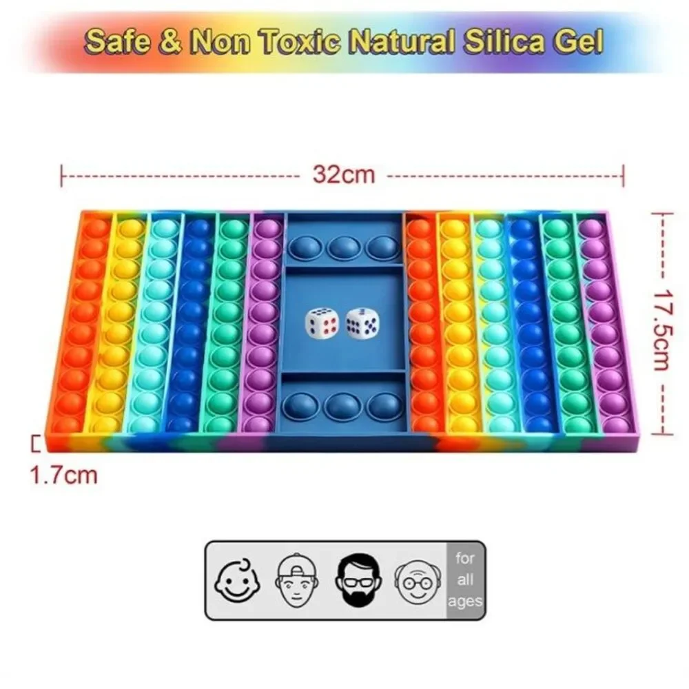 Pop Kids Games Fidget Toy Pop Rainbow Game Board Fidget Popper Toy Sensory New
